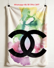 Chanel Flannel Throw Blanket Watercolor Floral Art Print IMG_7334